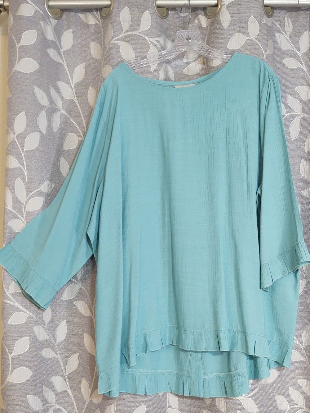 Multiples Light Blue Women’s Ruffle-Hem Top size 2X